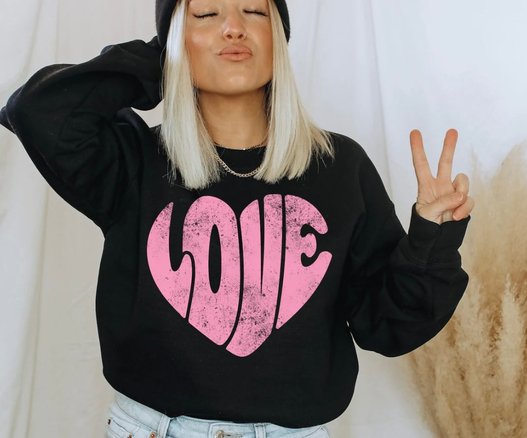Distressed Love Heart Sweatshirts
