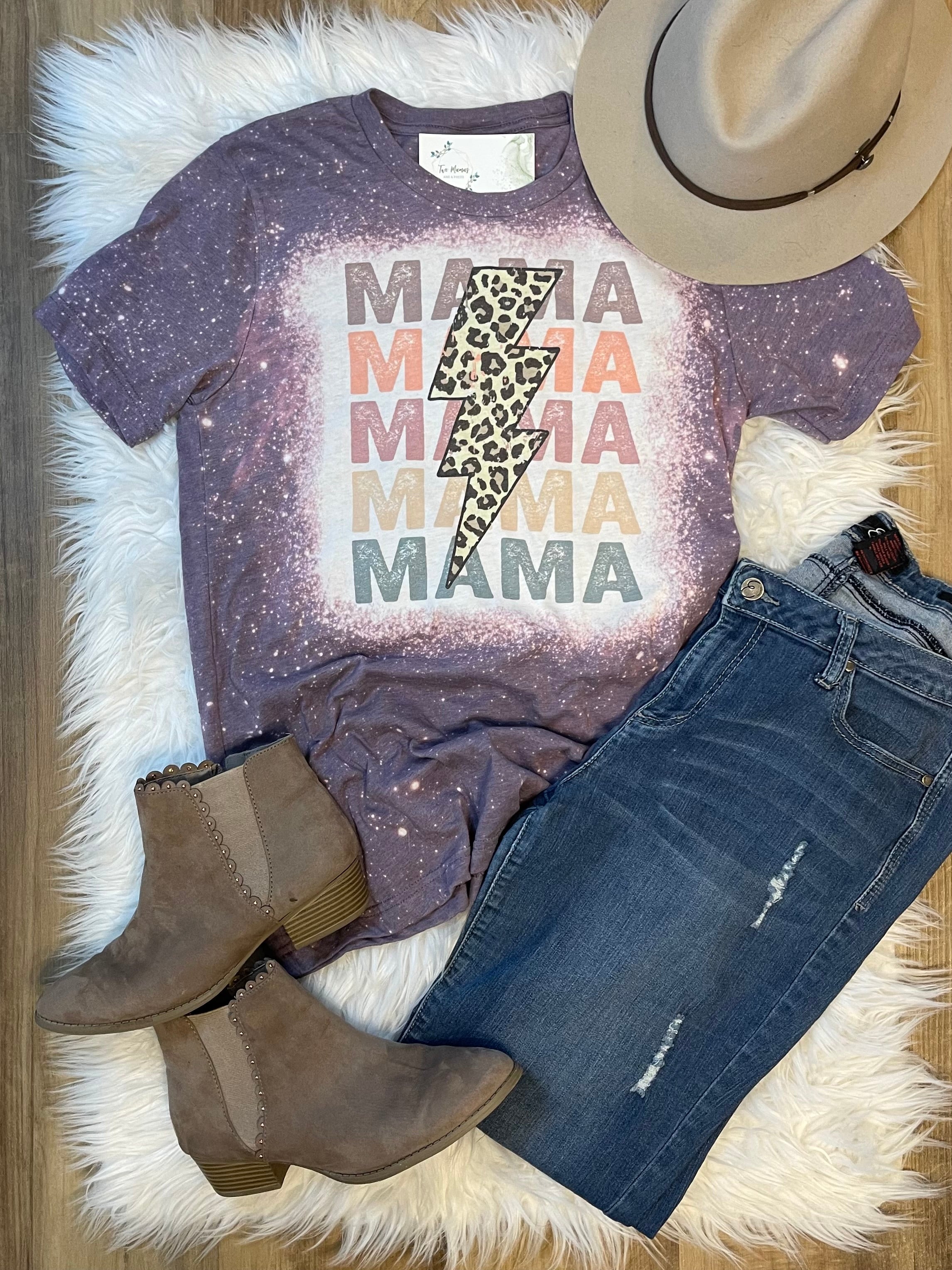 Mama Mama Mama Bleached Shirt Two Mamas and a Press