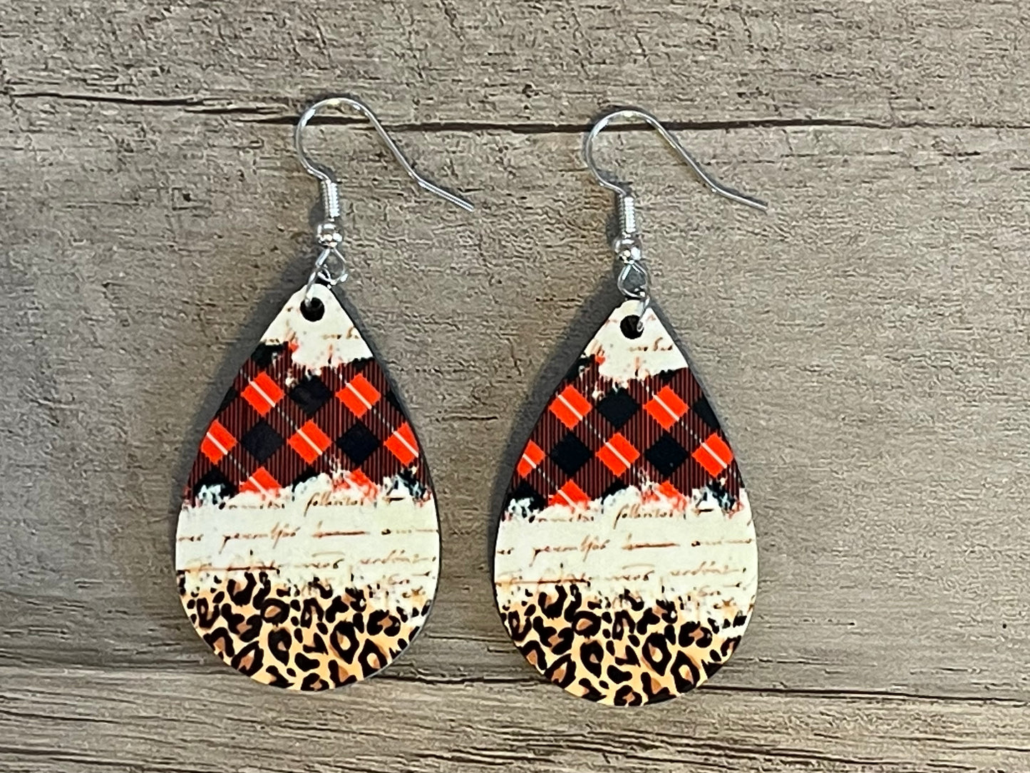 Valentines Day Leopard and Plaid Earrings