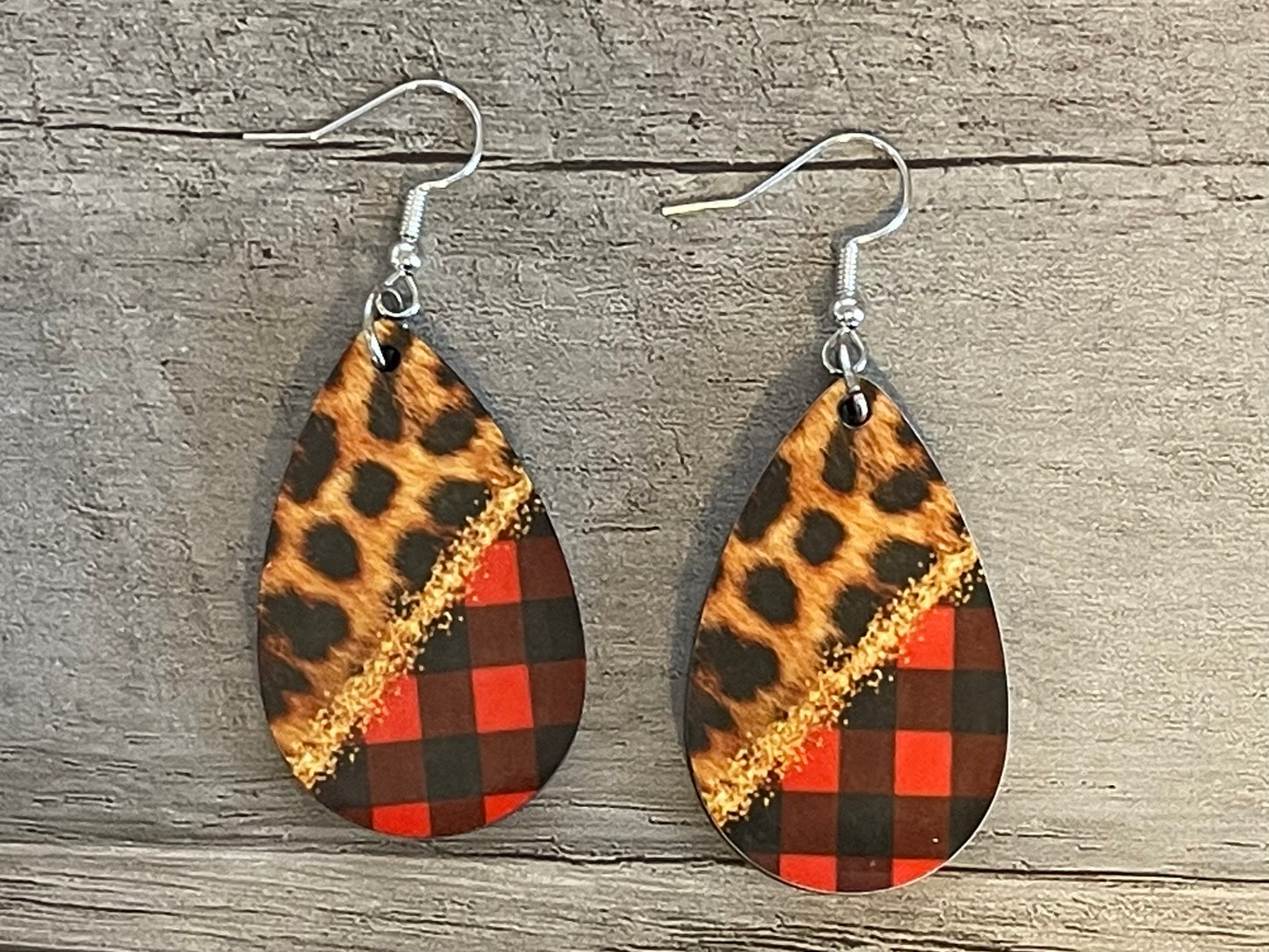 Leopard and Plaid Earrings