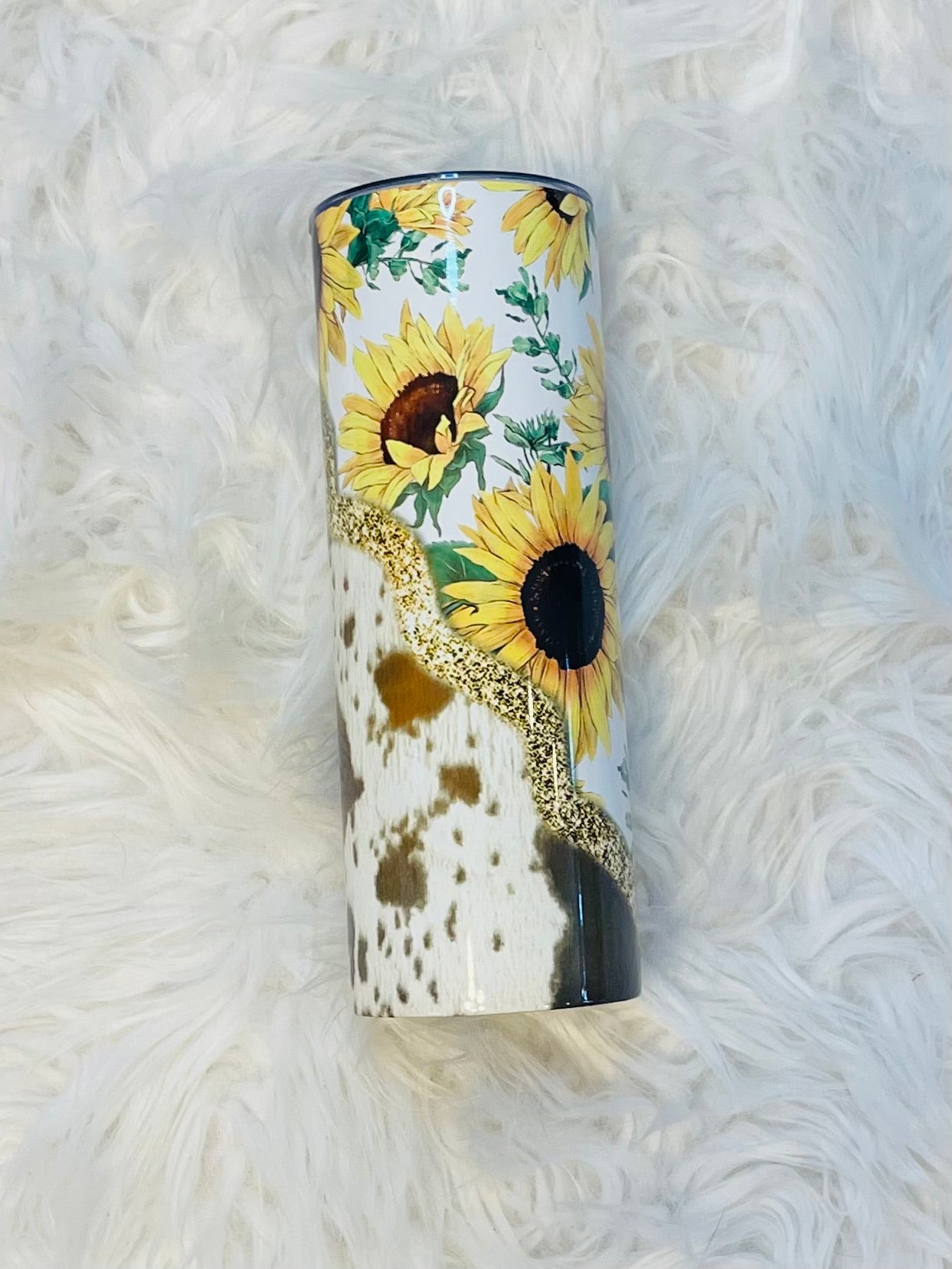 Sunflowers and Cow Print Tumbler