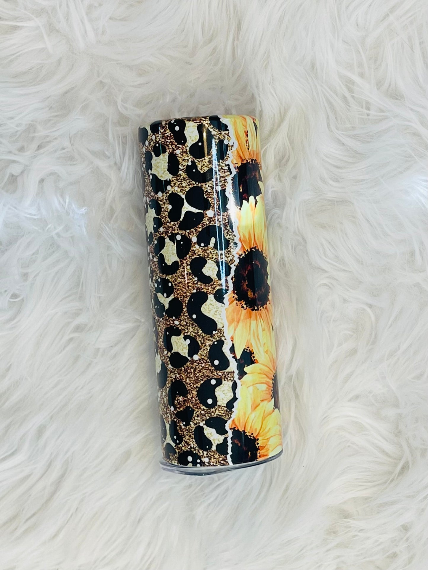 Sunflower and Cheetah Print Tumbler