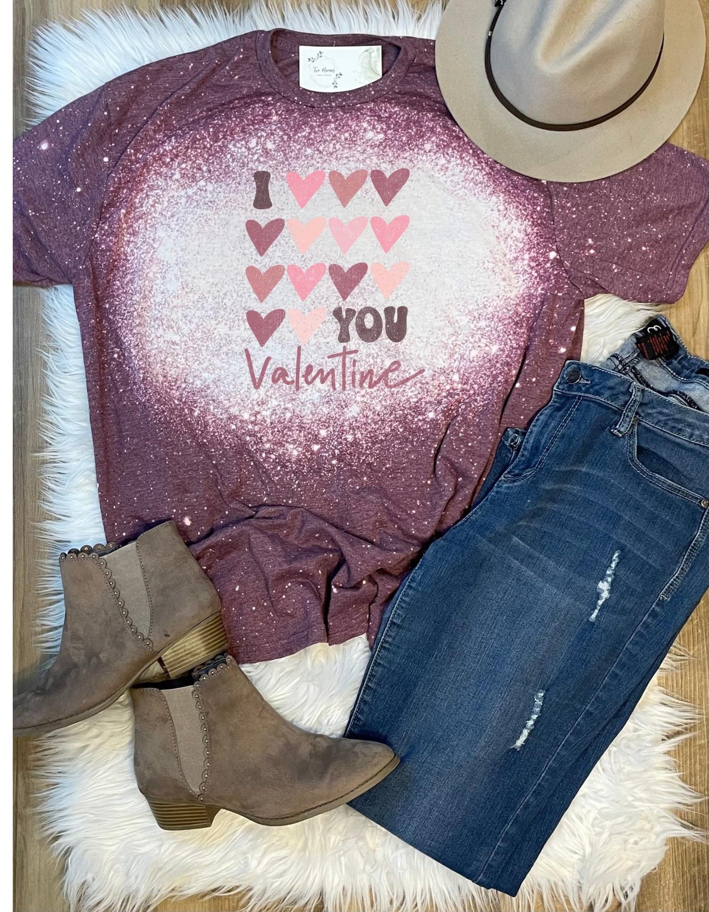 I Heart You Valentine Bleached Shirt